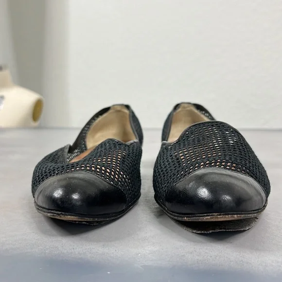 Giorgio Armani Mesh Leather Toe Cap D’Orsay Flats - Picture 3 of 10